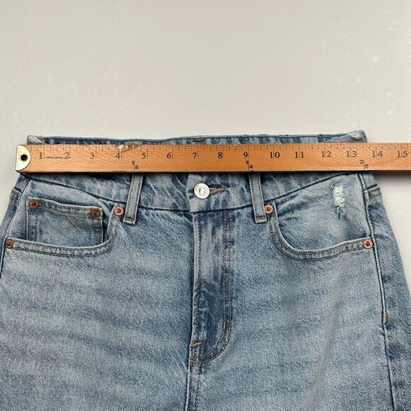 American Eagle Jeans Women 4 Blue Curvy 90s Bootcut Stretch Split Hem Light Wash - Picture 10 of 13